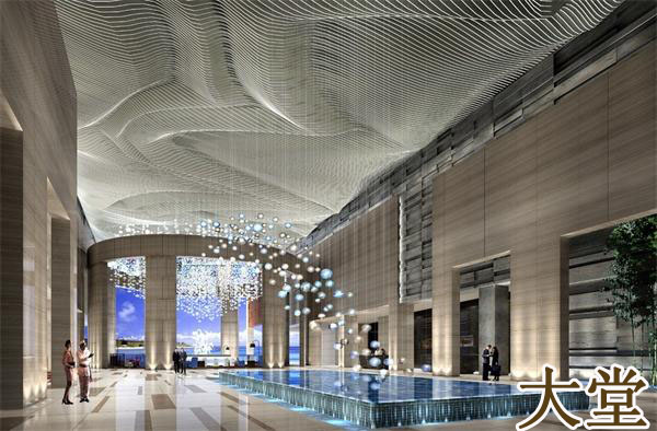 【酒店大堂】鋼絲吊線藝術工程吊燈