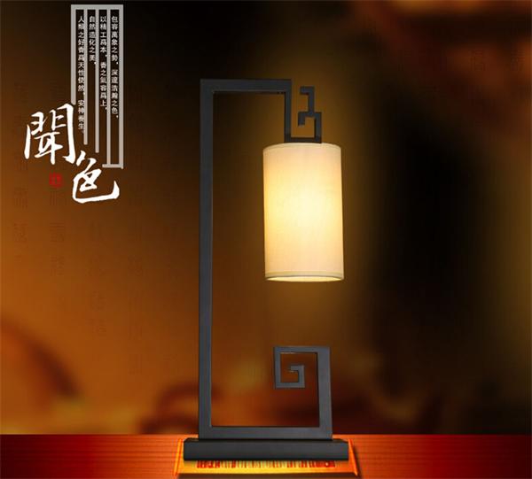 【臺燈】新中式鐵藝電鍍烤漆+優質玻璃燈罩 別墅客廳臥室燈具