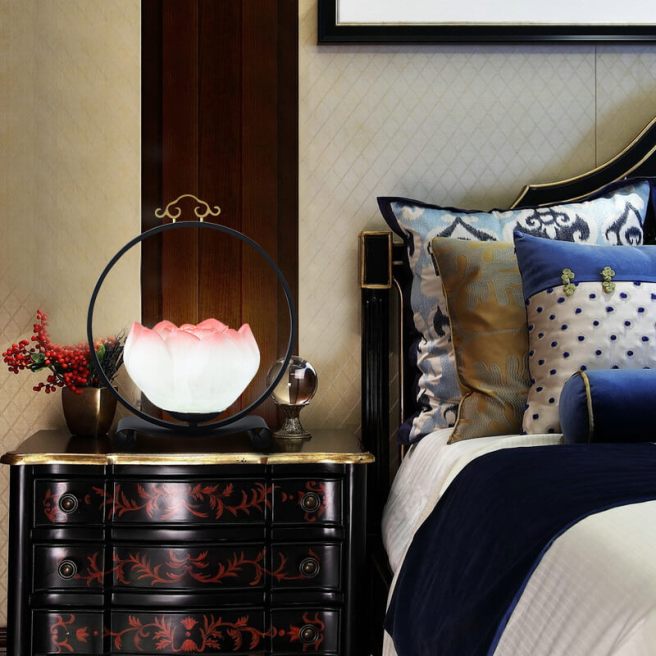 仿古1084-T新中式風格蓮花臺燈 別墅臥室燈具定制直供