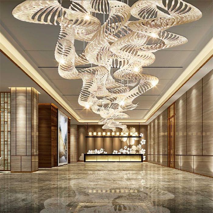 豪華酒店燈具_(dá)大堂造型藝術(shù)吊燈定做廠家【孫氏照明】
