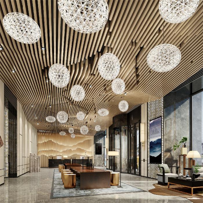 酒店燈具價格_非標大堂造型燈效果圖【孫氏照明】